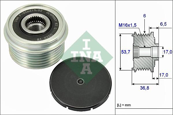 INA 535 0074 10 - Kasnak, alternator, sərbəst dönərli mufta furqanavto.az