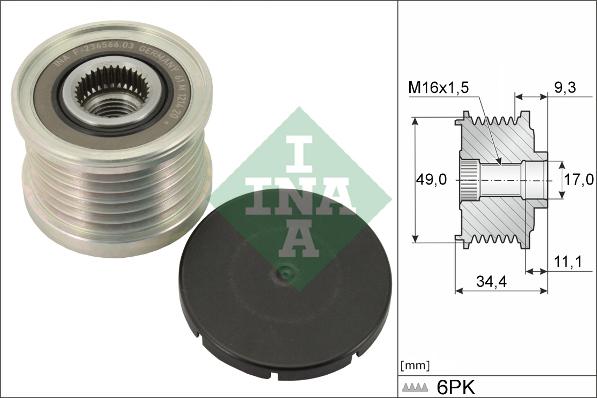 INA 535 0075 10 - Kasnak, alternator, sərbəst dönərli mufta furqanavto.az