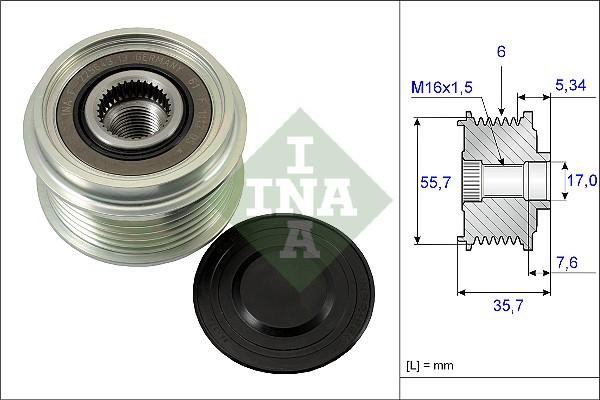 INA 535 0077 10 - Kasnak, alternator, sərbəst dönərli mufta furqanavto.az