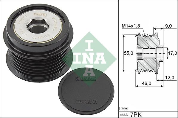 INA 535 0198 10 - Kasnak, alternator, sərbəst dönərli mufta furqanavto.az