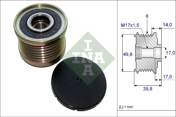 INA 535 0146 10 - Kasnak, alternator, sərbəst dönərli mufta furqanavto.az