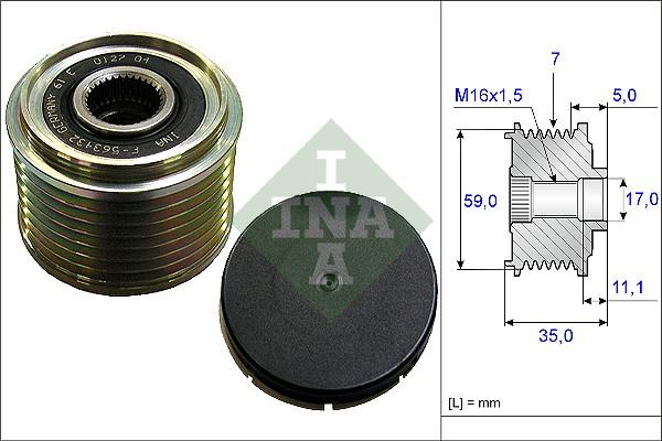 INA 535 0159 10 - Kasnak, alternator, sərbəst dönərli mufta furqanavto.az