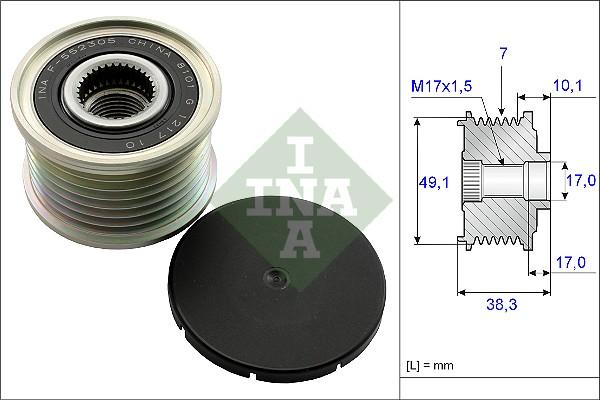 INA 535 0153 10 - Kasnak, alternator, sərbəst dönərli mufta furqanavto.az