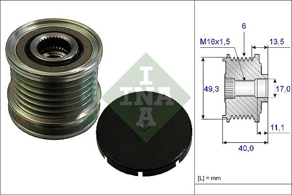 INA 535 0166 10 - Kasnak, alternator, sərbəst dönərli mufta furqanavto.az