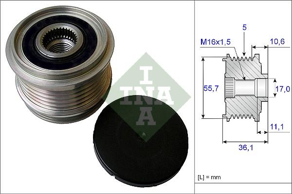 INA 535 0161 10 - Kasnak, alternator, sərbəst dönərli mufta furqanavto.az