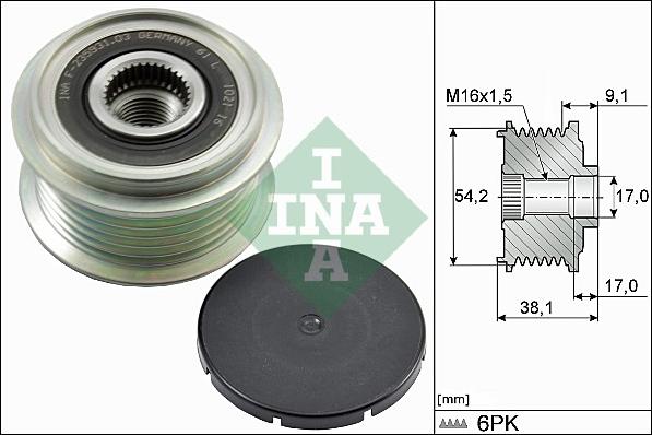 INA 535 0100 10 - Kasnak, alternator, sərbəst dönərli mufta furqanavto.az