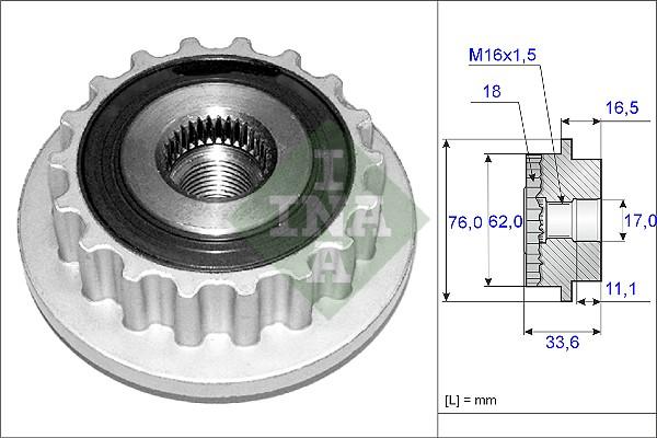 INA 535 0118 10 - Kasnak, alternator, sərbəst dönərli mufta furqanavto.az