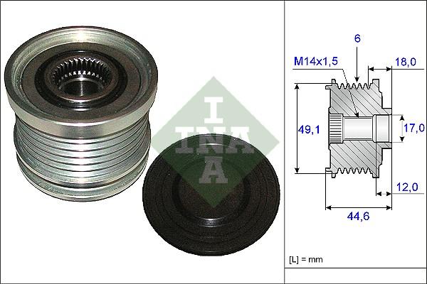 INA 535 0182 10 - Kasnak, alternator, sərbəst dönərli mufta furqanavto.az