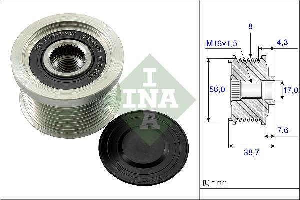 INA 535 0131 10 - Kasnak, alternator, sərbəst dönərli mufta furqanavto.az