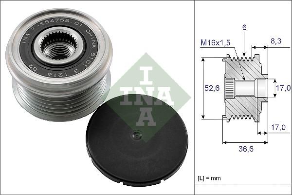 INA 535 0137 10 - Kasnak, alternator, sərbəst dönərli mufta www.furqanavto.az