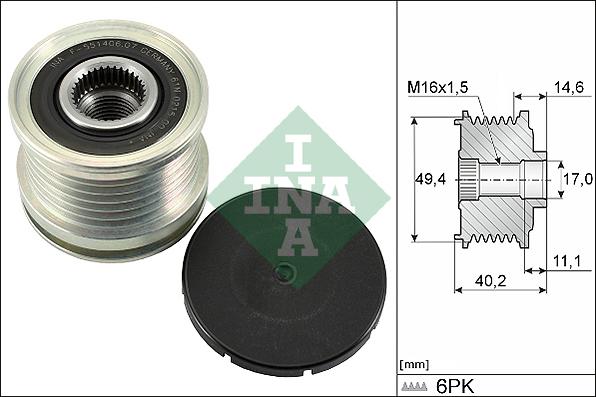 INA 535 0124 10 - Kasnak, alternator, sərbəst dönərli mufta furqanavto.az