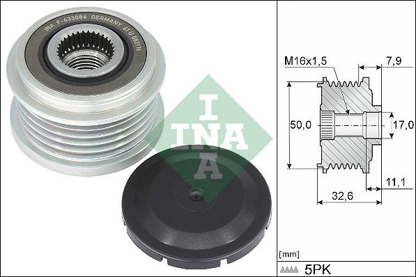 INA 535 0359 10 - Kasnak, alternator, sərbəst dönərli mufta www.furqanavto.az