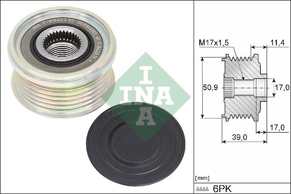 INA 535 0358 10 - Kasnak, alternator, sərbəst dönərli mufta www.furqanavto.az