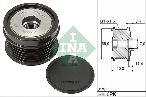 INA 535 0316 10 - Kasnak, alternator, sərbəst dönərli mufta furqanavto.az