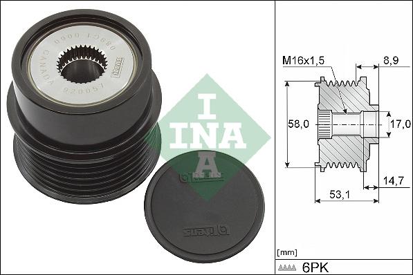 INA 535 0326 10 - Kasnak, alternator, sərbəst dönərli mufta furqanavto.az