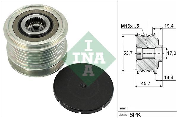 INA 535 0328 10 - Kasnak, alternator, sərbəst dönərli mufta furqanavto.az