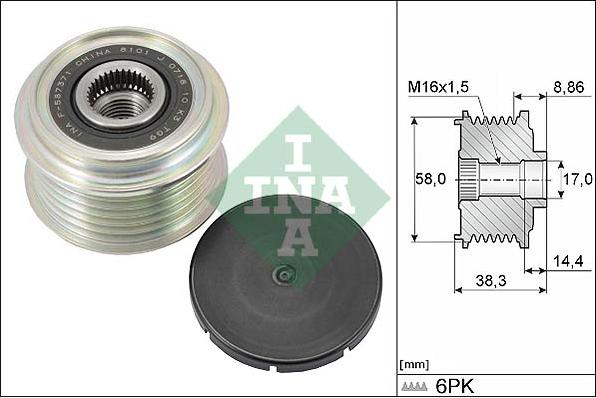 INA 535 0296 10 - Kasnak, alternator, sərbəst dönərli mufta furqanavto.az