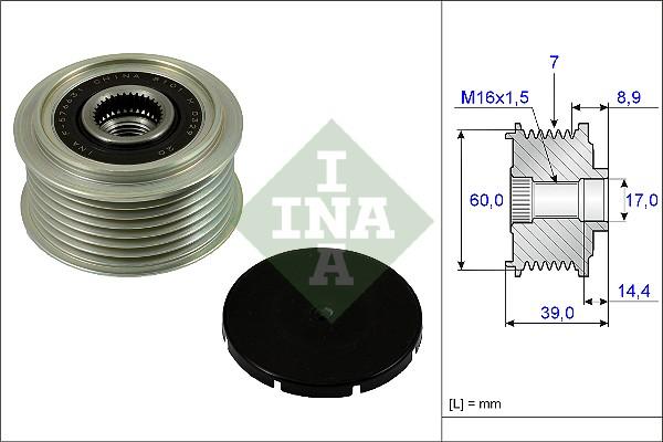 INA 535 0245 10 - Kasnak, alternator, sərbəst dönərli mufta furqanavto.az