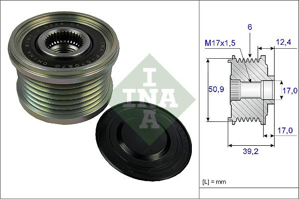 INA 535 0247 10 - Kasnak, alternator, sərbəst dönərli mufta www.furqanavto.az