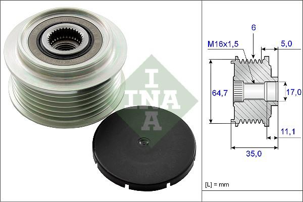 INA 535 0250 10 - Kasnak, alternator, sərbəst dönərli mufta furqanavto.az