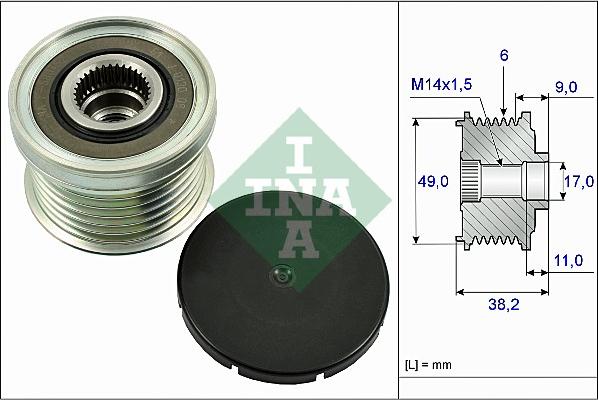 INA 535 0268 10 - Kasnak, alternator, sərbəst dönərli mufta furqanavto.az