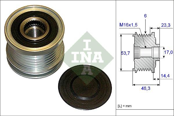 INA 535 0204 10 - Kasnak, alternator, sərbəst dönərli mufta furqanavto.az