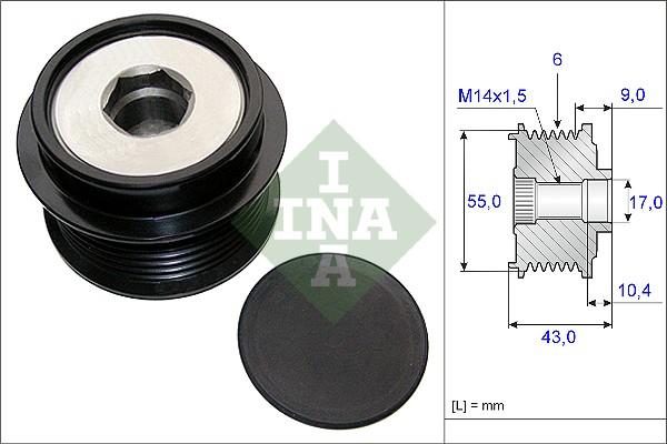 INA 535 0208 10 - Kasnak, alternator, sərbəst dönərli mufta furqanavto.az