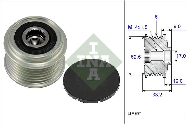 INA 535 0219 10 - Kasnak, alternator, sərbəst dönərli mufta furqanavto.az