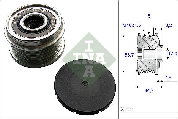 INA 535 0211 10 - Kasnak, alternator, sərbəst dönərli mufta furqanavto.az