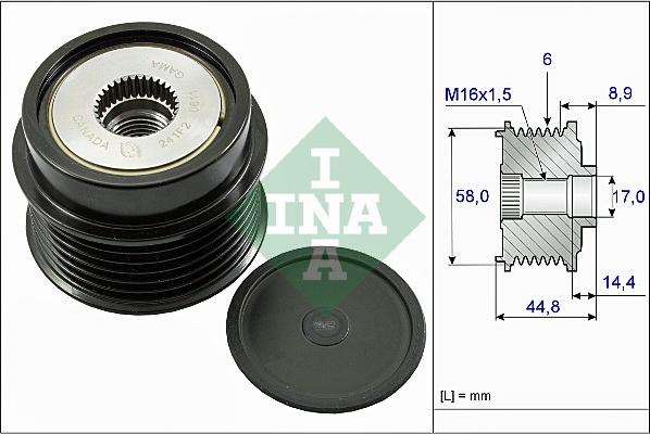 INA 535 0271 10 - Kasnak, alternator, sərbəst dönərli mufta furqanavto.az