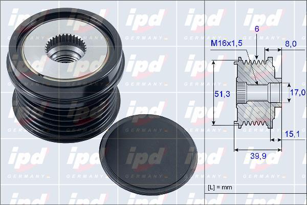 IPD 15-3907 - Kasnak, alternator, sərbəst dönərli mufta furqanavto.az