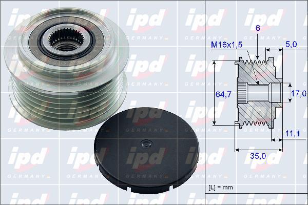 IPD 15-3971 - Kasnak, alternator, sərbəst dönərli mufta furqanavto.az