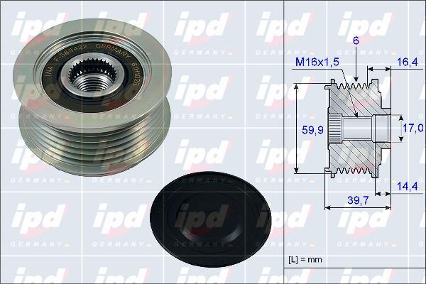 IPD 15-3893 - Kasnak, alternator, sərbəst dönərli mufta furqanavto.az