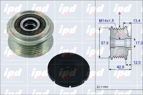 IPD 15-3892 - Kasnak, alternator, sərbəst dönərli mufta furqanavto.az