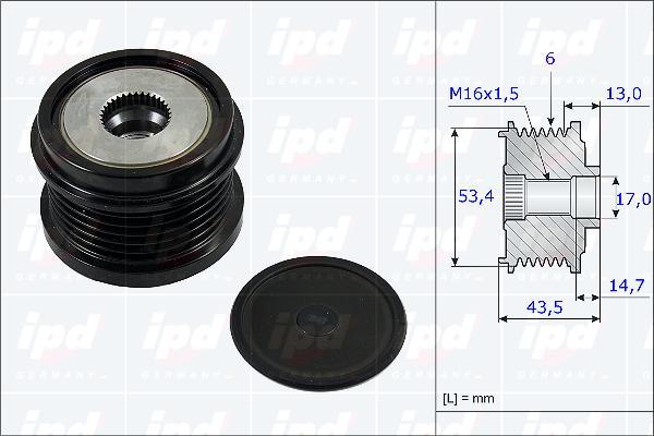 IPD 15-3805 - Kasnak, alternator, sərbəst dönərli mufta furqanavto.az