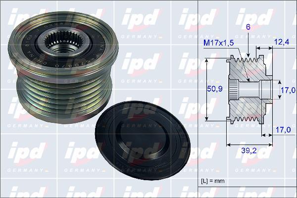 IPD 15-3887 - Kasnak, alternator, sərbəst dönərli mufta www.furqanavto.az