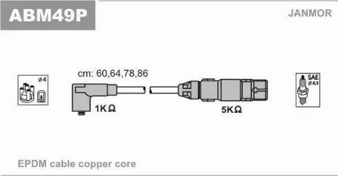 Janmor ABM49P - Alovlanma kabeli dəsti furqanavto.az