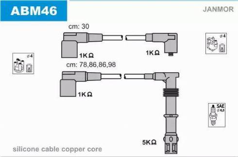 Janmor ABM46 - Alovlanma kabeli dəsti furqanavto.az