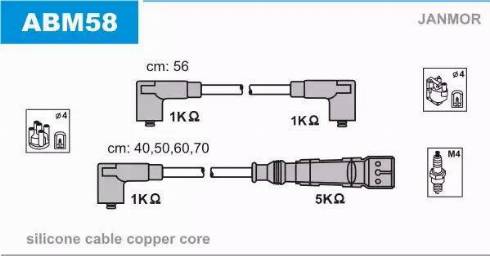 Janmor ABM58 - Alovlanma kabeli dəsti furqanavto.az