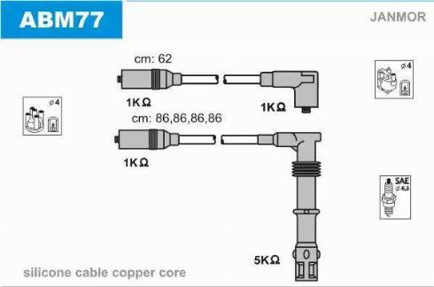 Janmor ABM77 - Alovlanma kabeli dəsti furqanavto.az