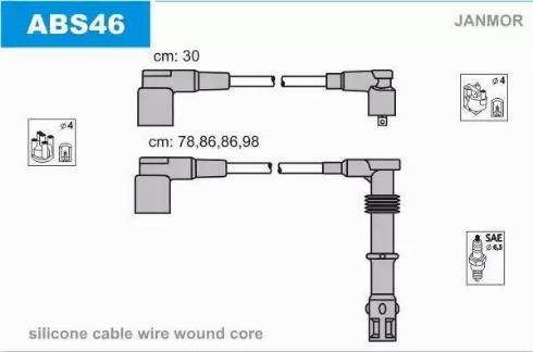 Janmor ABS46 - Alovlanma kabeli dəsti furqanavto.az
