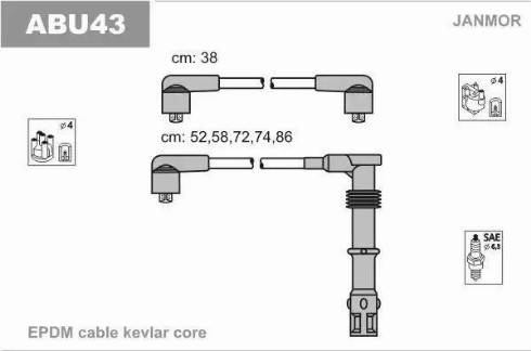 Janmor ABU43 - Alovlanma kabeli dəsti furqanavto.az