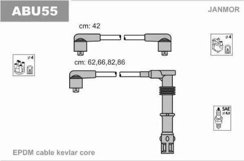 Janmor ABU55 - Alovlanma kabeli dəsti furqanavto.az