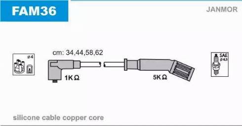 Janmor FAM36 - Alovlanma kabeli dəsti furqanavto.az