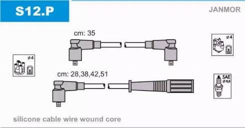 Janmor S12.P - Alovlanma kabeli dəsti furqanavto.az