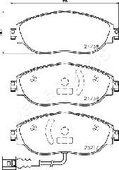 Japanparts PA-0908AF - Əyləc altlığı dəsti, əyləc diski furqanavto.az