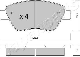 Japanparts PA-0248AF - Əyləc altlığı dəsti, əyləc diski furqanavto.az