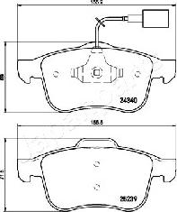 Japanparts PA-0247AF - Əyləc altlığı dəsti, əyləc diski furqanavto.az