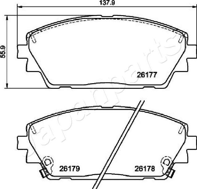 Japanparts PA-3002AF - Əyləc altlığı dəsti, əyləc diski furqanavto.az