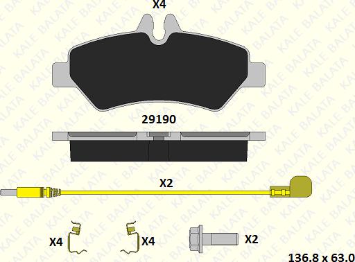 KALE 29190 190 34 - Əyləc altlığı dəsti, əyləc diski furqanavto.az